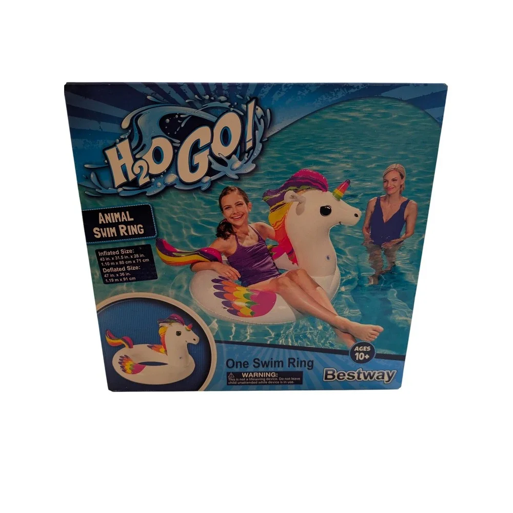 Bestway H2OGo Animal Swim Ring Unicorn Rainbow Floatie‎ Ages 10 Plus
